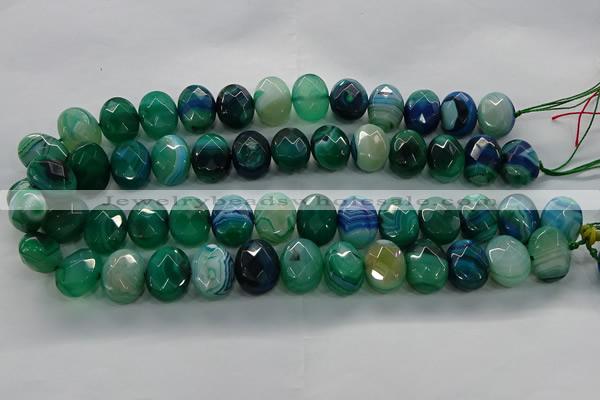 CAG9058 15.5 inches 15*20mm faceted oval line agate beads