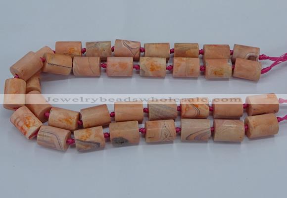 CAG9075 15.5 inches 15*17mm - 15*20mm tube dragon veins agate beads