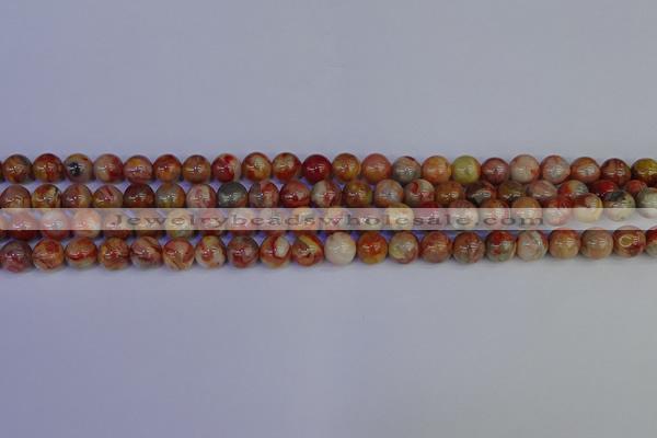 CAG9100 15.5 inches 4mm round red crazy lace agate beads