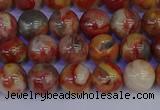 CAG9101 15.5 inches 6mm round red crazy lace agate beads