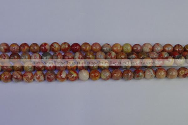 CAG9102 15.5 inches 8mm round red crazy lace agate beads