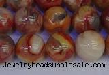 CAG9104 15.5 inches 12mm round red crazy lace agate beads