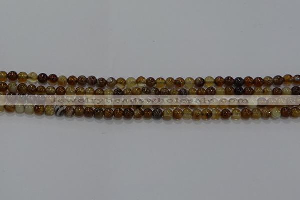 CAG9192 15.5 inches 4mm round line agate gemstone beads