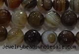 CAG9213 15.5 inches 8mm faceted round line agate gemstone beads