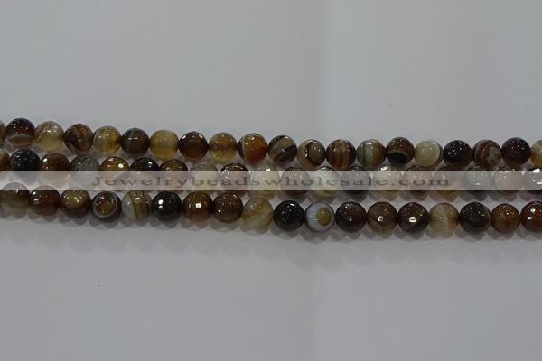 CAG9213 15.5 inches 8mm faceted round line agate gemstone beads