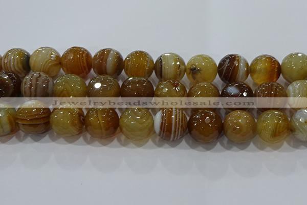 CAG9217 15.5 inches 16mm faceted round line agate gemstone beads