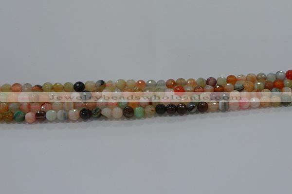 CAG9220 15.5 inches 4mm faceted round line agate beads wholesale