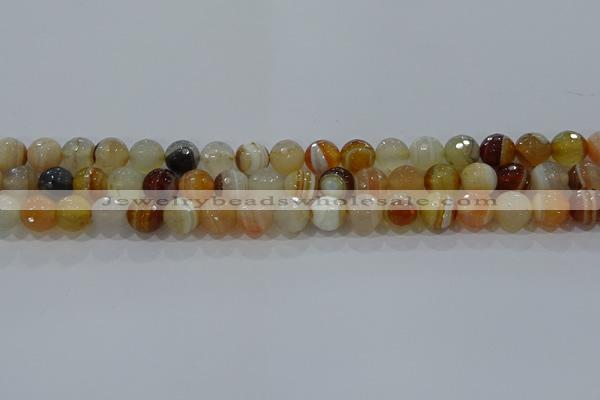 CAG9222 15.5 inches 8mm faceted round line agate beads wholesale