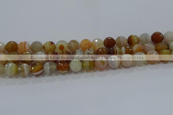 CAG9224 15.5 inches 12mm faceted round line agate beads wholesale