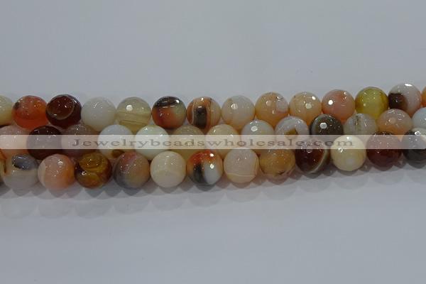 CAG9225 15.5 inches 14mm faceted round line agate beads wholesale