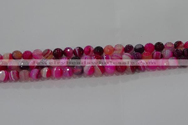 CAG9241 15.5 inches 8mm faceted round line agate beads wholesale