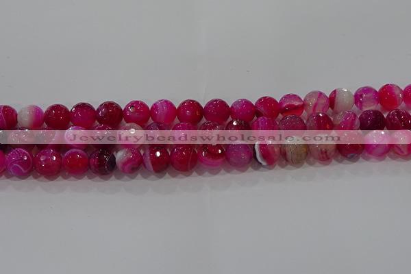 CAG9242 15.5 inches 10mm faceted round line agate beads wholesale