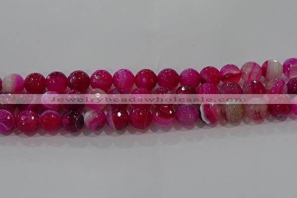 CAG9243 15.5 inches 12mm faceted round line agate beads wholesale