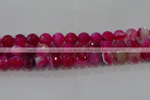 CAG9244 15.5 inches 14mm faceted round line agate beads wholesale