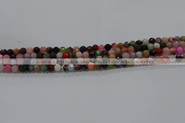 CAG9248 15.5 inches 4mm faceted round line agate beads wholesale