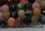 CAG9250 15.5 inches 8mm faceted round line agate beads wholesale