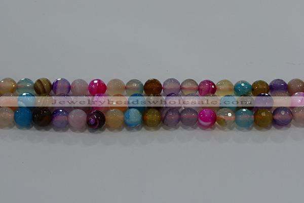 CAG9258 15.5 inches 10mm faceted round line agate beads wholesale