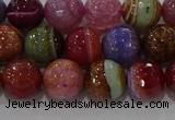 CAG9265 15.5 inches 10mm faceted round line agate beads wholesale