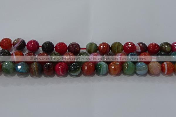 CAG9266 15.5 inches 12mm faceted round line agate beads wholesale