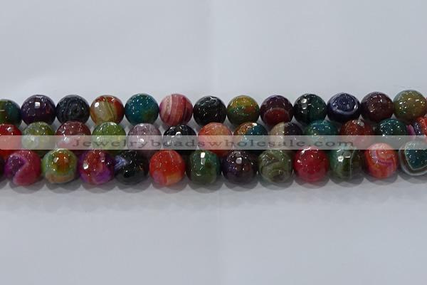 CAG9267 15.5 inches 14mm faceted round line agate beads wholesale