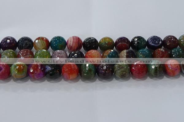 CAG9268 15.5 inches 16mm faceted round line agate beads wholesale