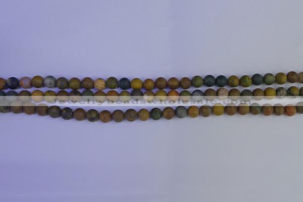 CAG9280 15.5 inches 4mm round matte ocean jasper beads wholesale