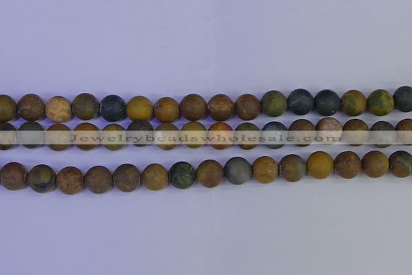 CAG9284 15.5 inches 12mm round matte ocean jasper beads wholesale