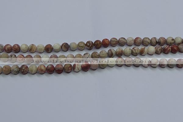 CAG9291 15.5 inches 6mm round matte Mexican crazy lace agate beads