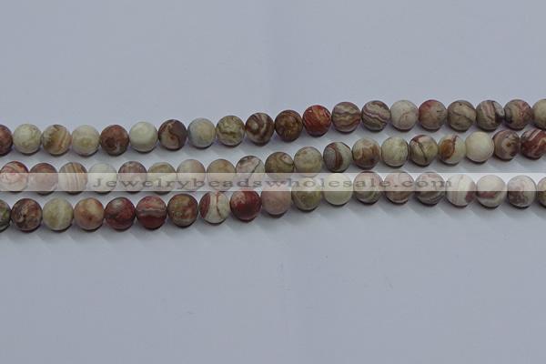 CAG9292 15.5 inches 8mm round matte Mexican crazy lace agate beads