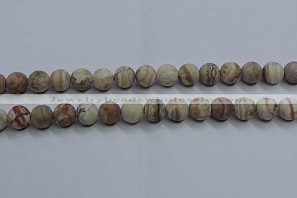 CAG9294 15.5 inches 12mm round matte Mexican crazy lace agate beads