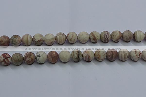 CAG9295 15.5 inches 14mm round matte Mexican crazy lace agate beads