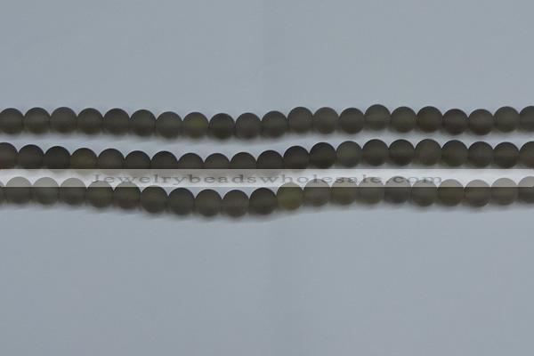 CAG9312 15.5 inches 8mm round matte grey agate beads wholesale