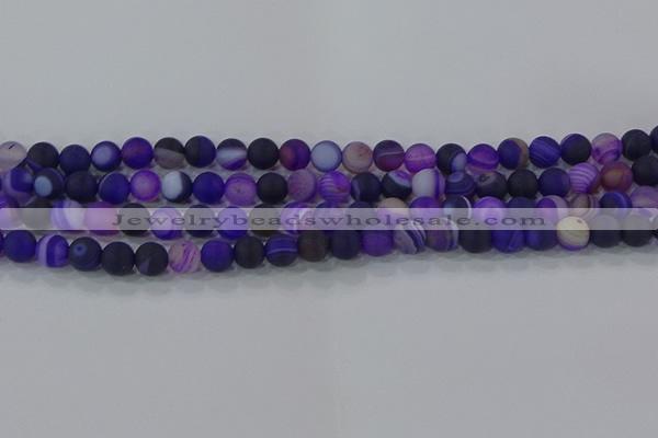 CAG9320 15.5 inches 6mm round matte line agate beads wholesale