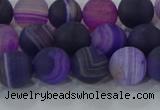 CAG9321 15.5 inches 8mm round matte line agate beads wholesale