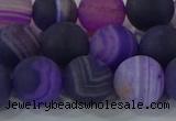 CAG9323 15.5 inches 12mm round matte line agate beads wholesale