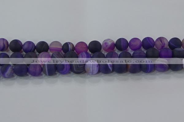 CAG9323 15.5 inches 12mm round matte line agate beads wholesale