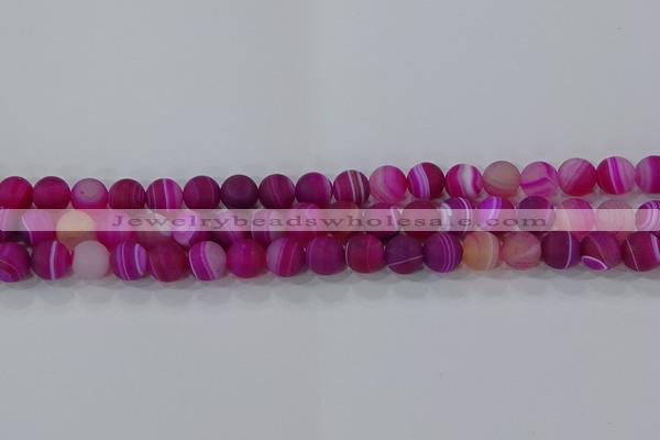 CAG9327 15.5 inches 8mm round matte line agate beads wholesale