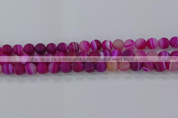 CAG9328 15.5 inches 10mm round matte line agate beads wholesale