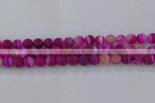 CAG9329 15.5 inches 12mm round matte line agate beads wholesale