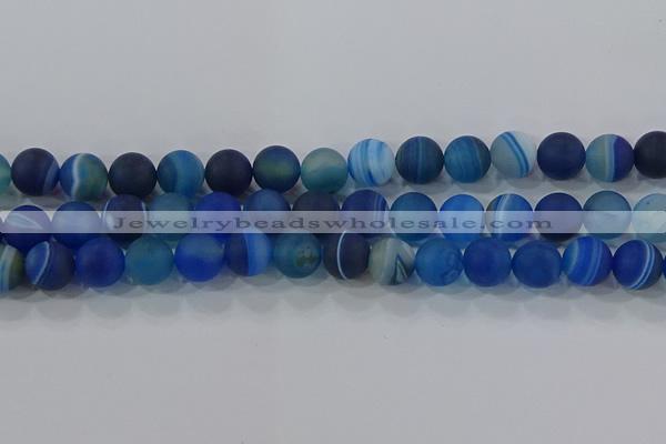 CAG9334 15.5 inches 12mm round matte line agate beads wholesale