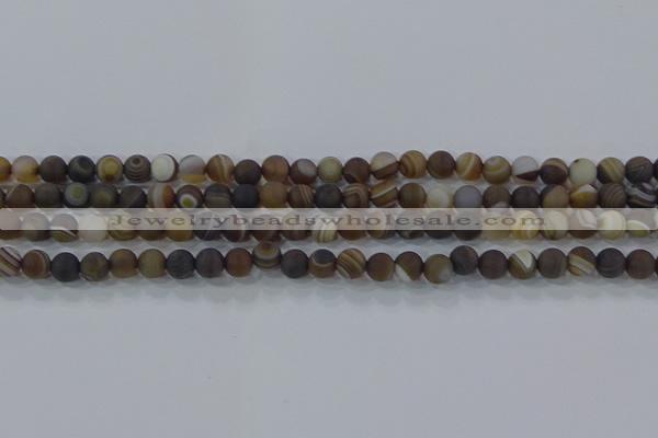 CAG9337 15.5 inches 6mm round matte line agate beads wholesale