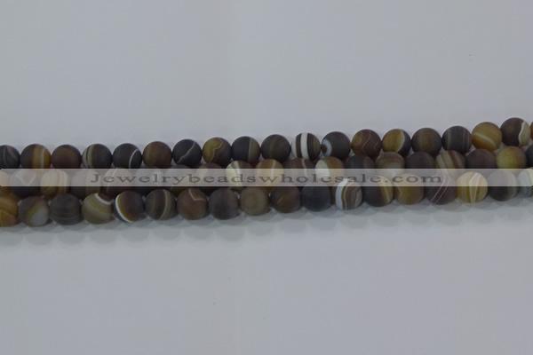 CAG9338 15.5 inches 8mm round matte line agate beads wholesale