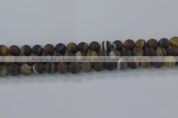 CAG9339 15.5 inches 10mm round matte line agate beads wholesale