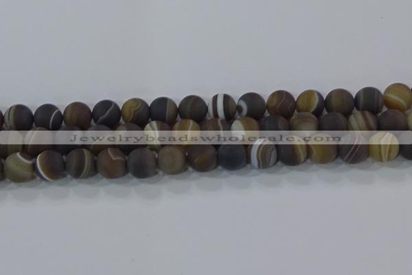 CAG9340 15.5 inches 12mm round matte line agate beads wholesale