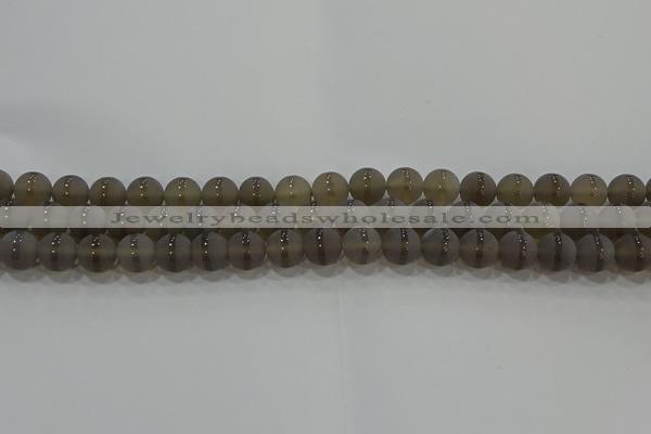 CAG9344 15.5 inches 8mm round matte grey agate beads wholesale