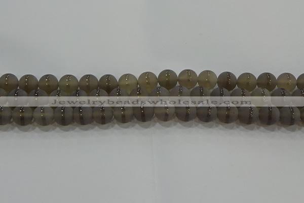 CAG9345 15.5 inches 10mm round matte grey agate beads wholesale