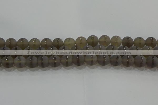 CAG9346 15.5 inches 12mm round matte grey agate beads wholesale