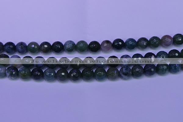 CAG9364 15.5 inches 12mm faceted round moss agate beads wholesale