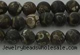 CAG9381 15.5 inches 6mm round matte turritella agate beads