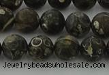 CAG9383 15.5 inches 10mm round matte turritella agate beads